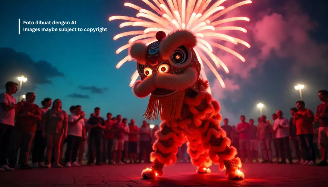 Perayaan hari raya imlek yang meriah dengan pertunjukan barongsai