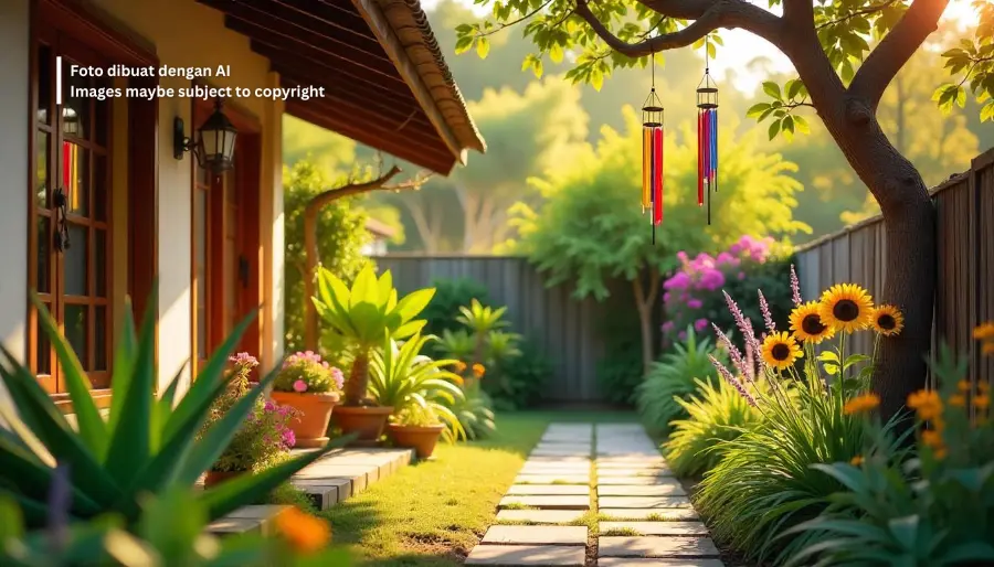 Halaman rumah dengan tanaman hias tahan panas