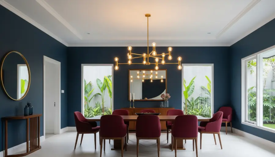 Paduan warna biru tua (navy) dan putih memberikan kesan mewah